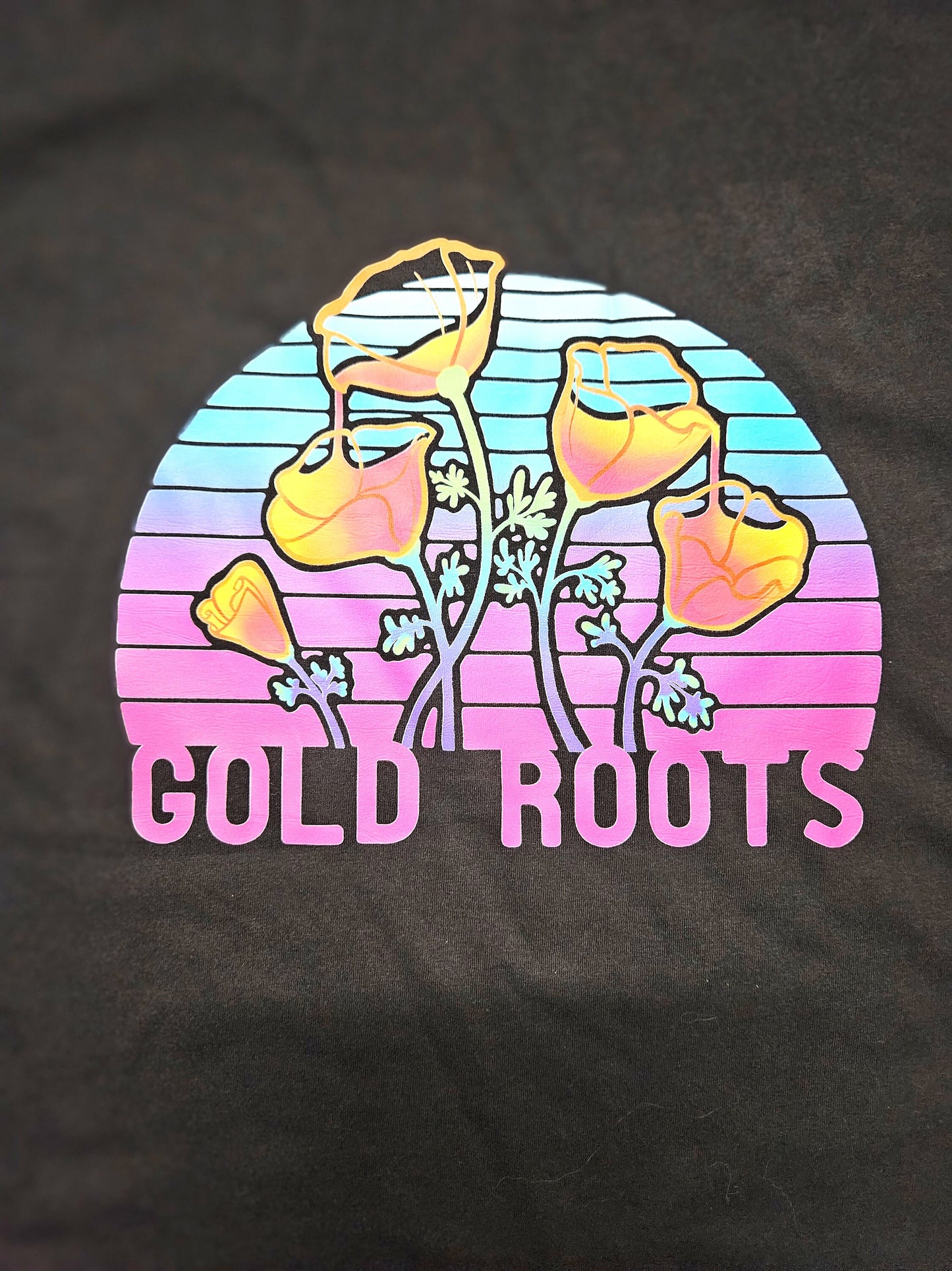 Gold Roots T-Shirt - California Poppies, Vaporwave, Vintage, Soft Tee, West Coast