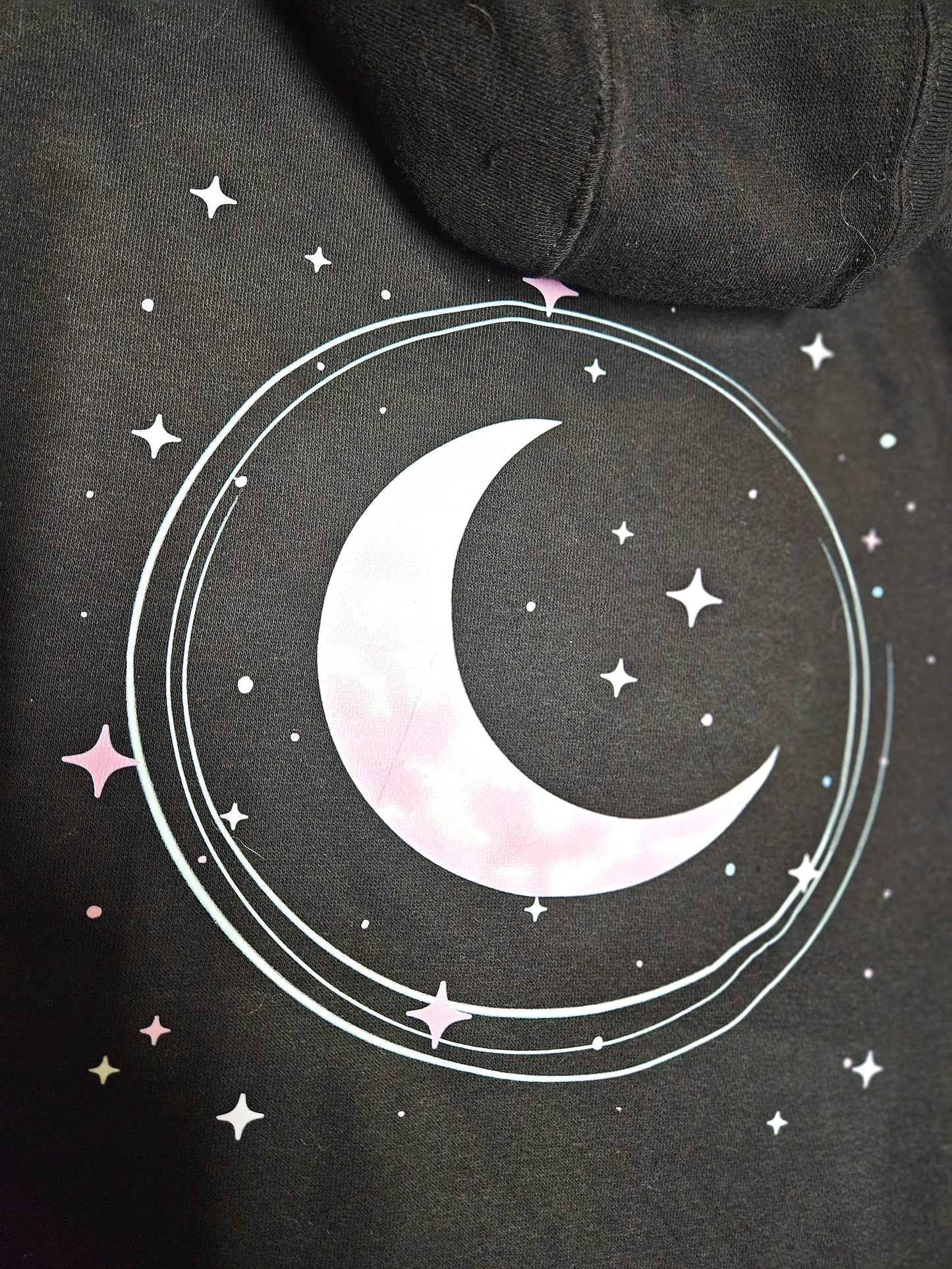 Stardust Luna Pullover Hoodie - Sweatshirt, Celestial, Lunar, Pastel Moon & Stars, Soft Girl Comfort Item Unisex