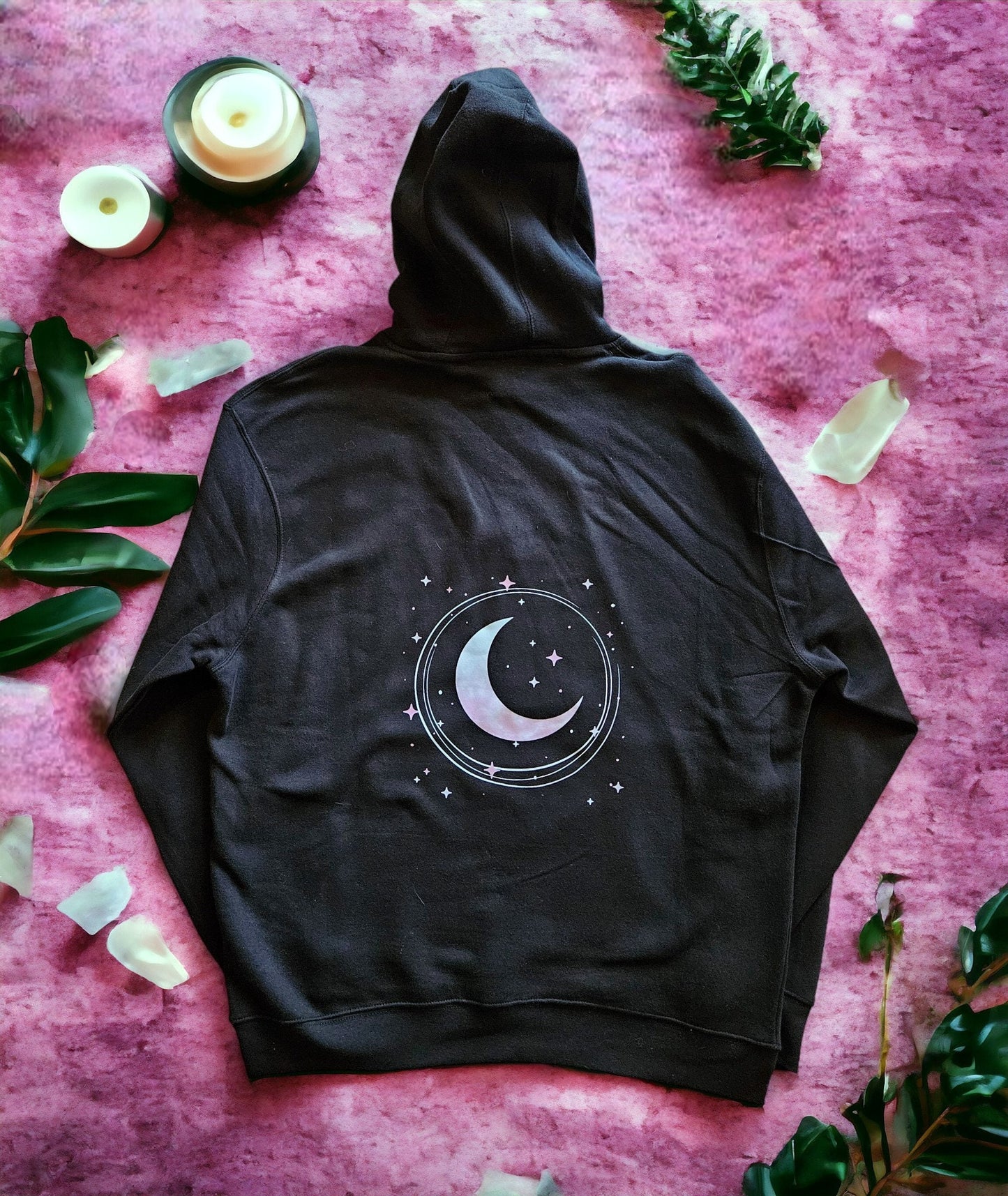 Stardust Luna Pullover Hoodie - Sweatshirt, Celestial, Lunar, Pastel Moon & Stars, Soft Girl Comfort Item Unisex