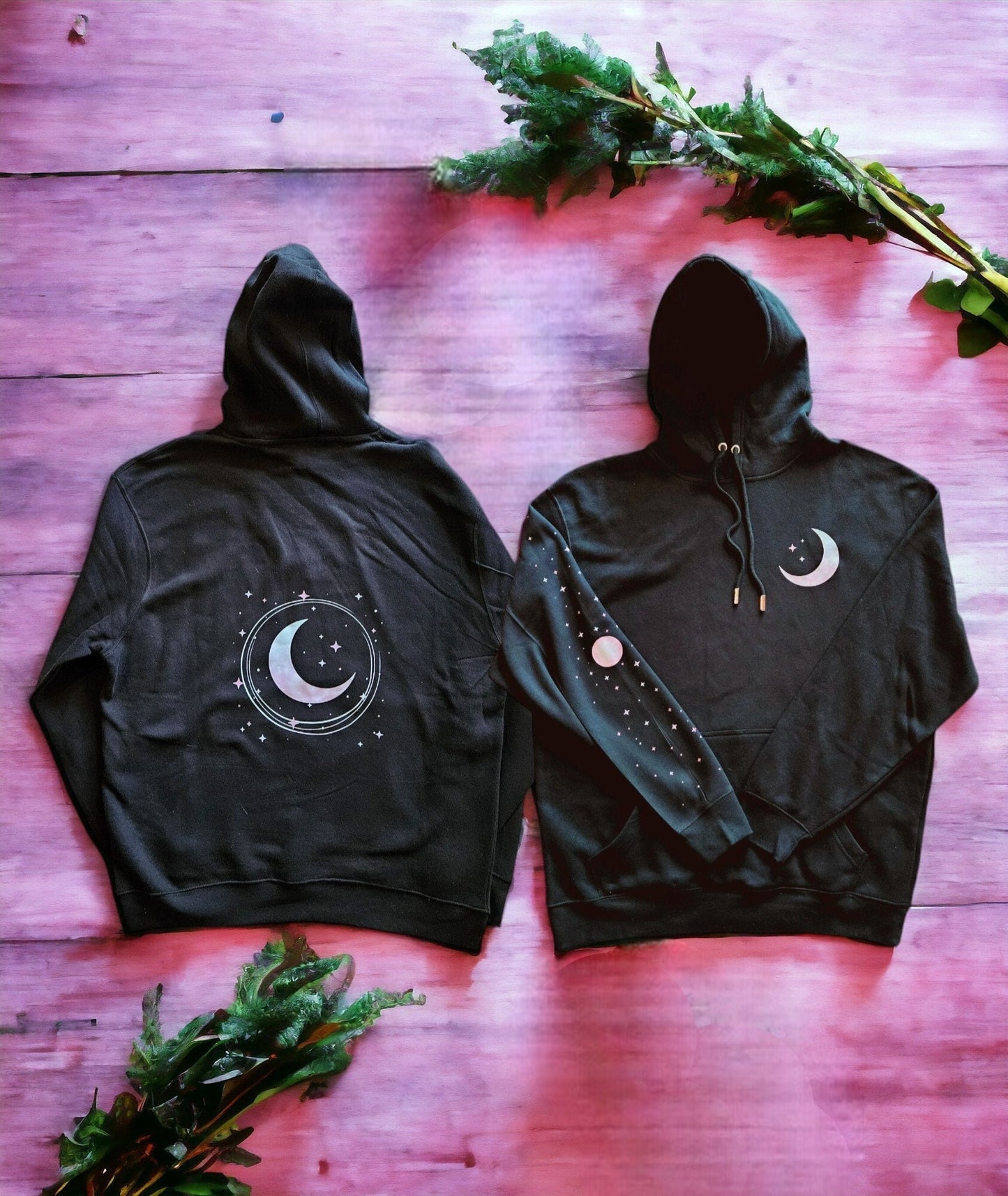 Stardust Luna Pullover Hoodie - Sweatshirt, Celestial, Lunar, Pastel Moon & Stars, Soft Girl Comfort Item Unisex