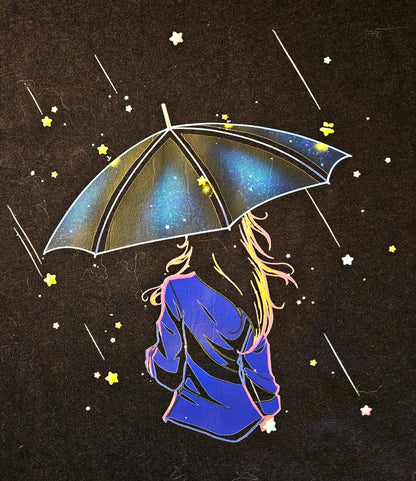 Star Rain Vintage Tee - Rainy Anime Girl, Stars, Celestial, Unisex