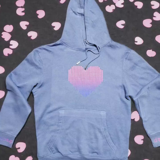 Pixel Heart Pullover Hoodie - Sweatshirt, 90s Y2K, Dreamcore, Candycore, Self Care, Pastel Soft Girl, Streetwear Unisex Kawaii