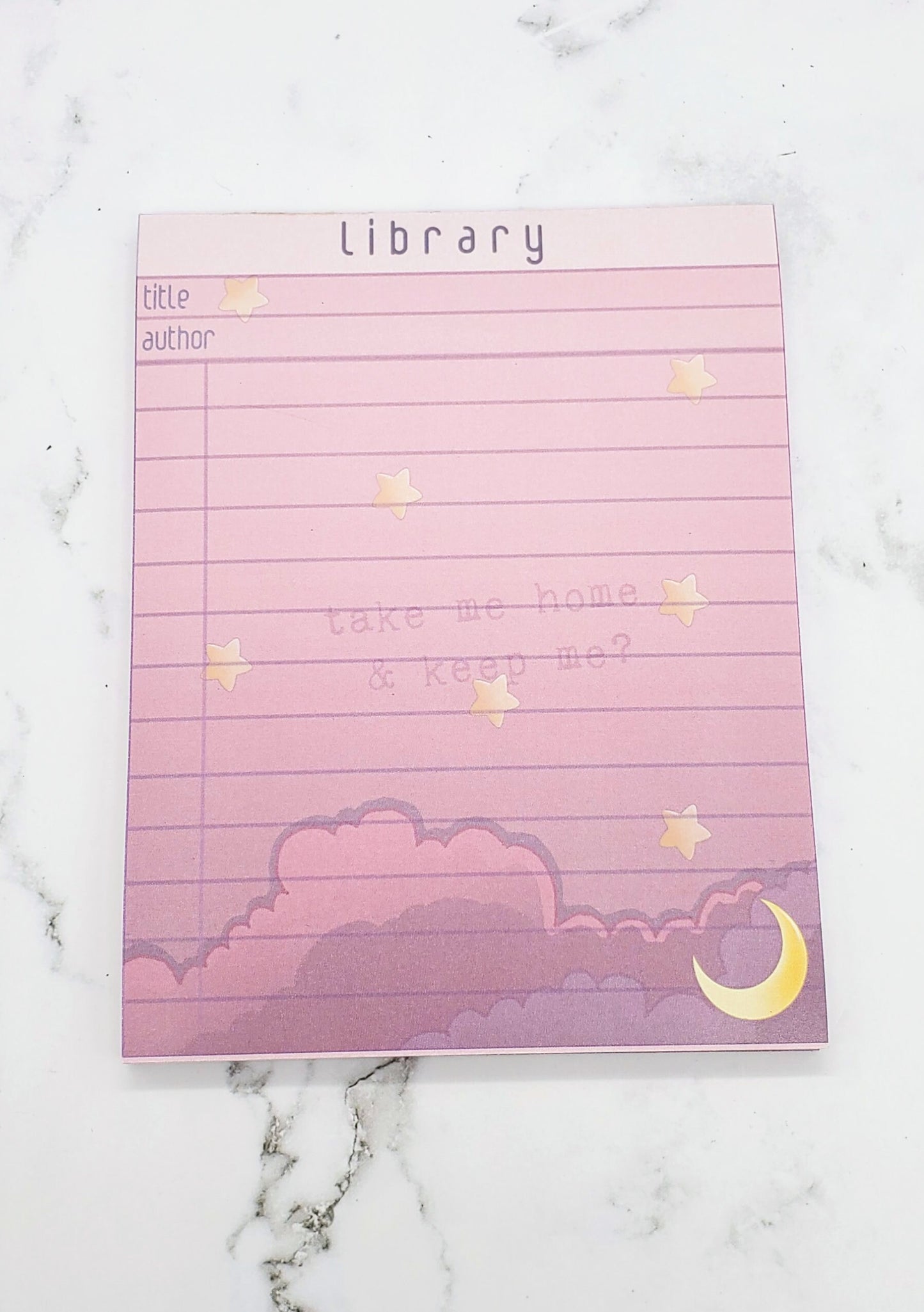 Library Card Memo Notepad - 1990s Y2K Kawaii Anime Aesthetic, Cute Academia, Stars, Scratch Pad, Memo, Gift for Student