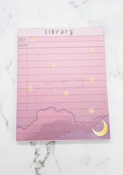 Library Card Memo Notepad - 1990s Y2K Kawaii Anime Aesthetic, Cute Academia, Stars, Scratch Pad, Memo, Gift for Student