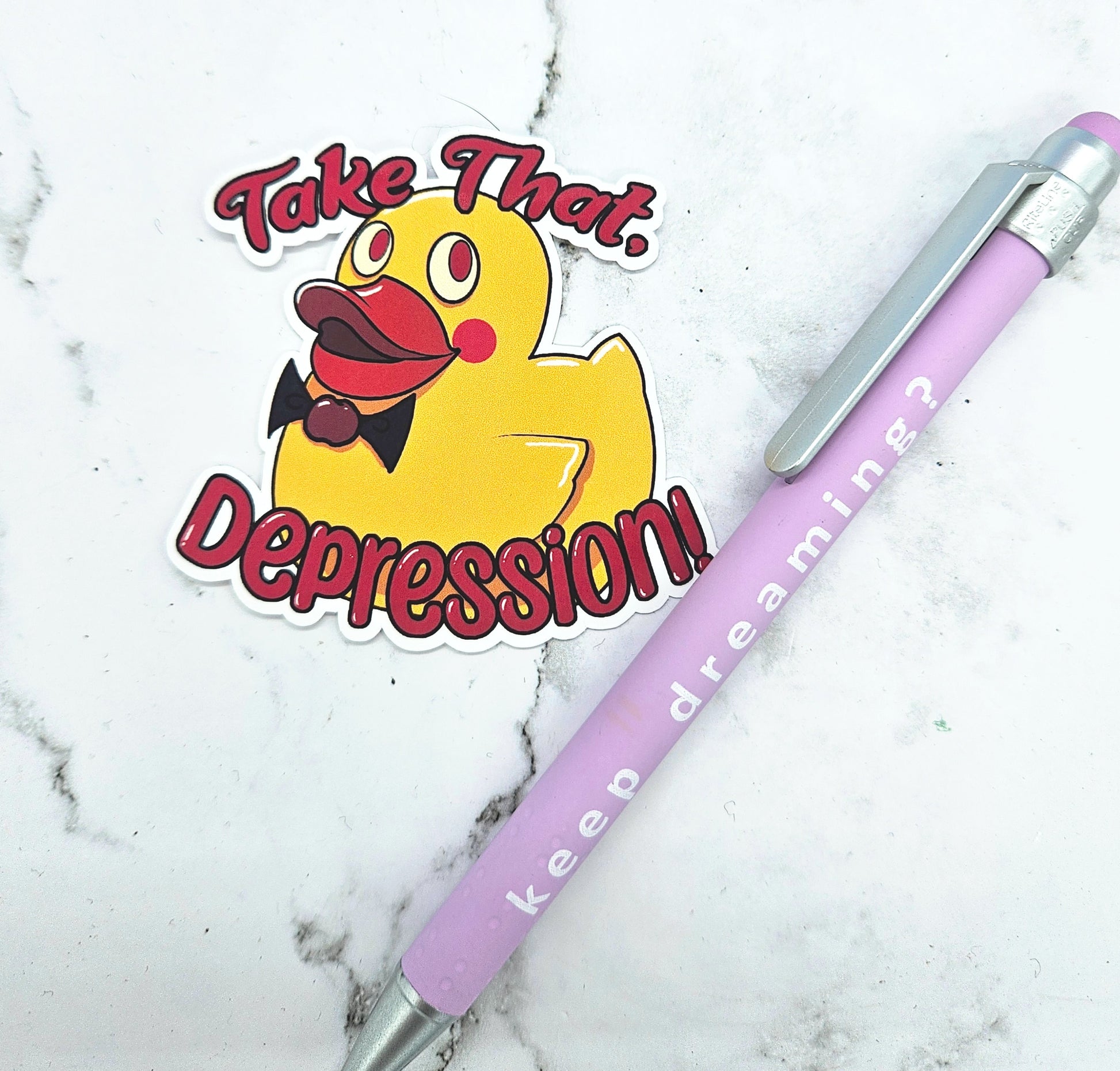 Take That, Depression Sticker - Lucifer, Rubber Duck, Has-Been, Demon, Quotes