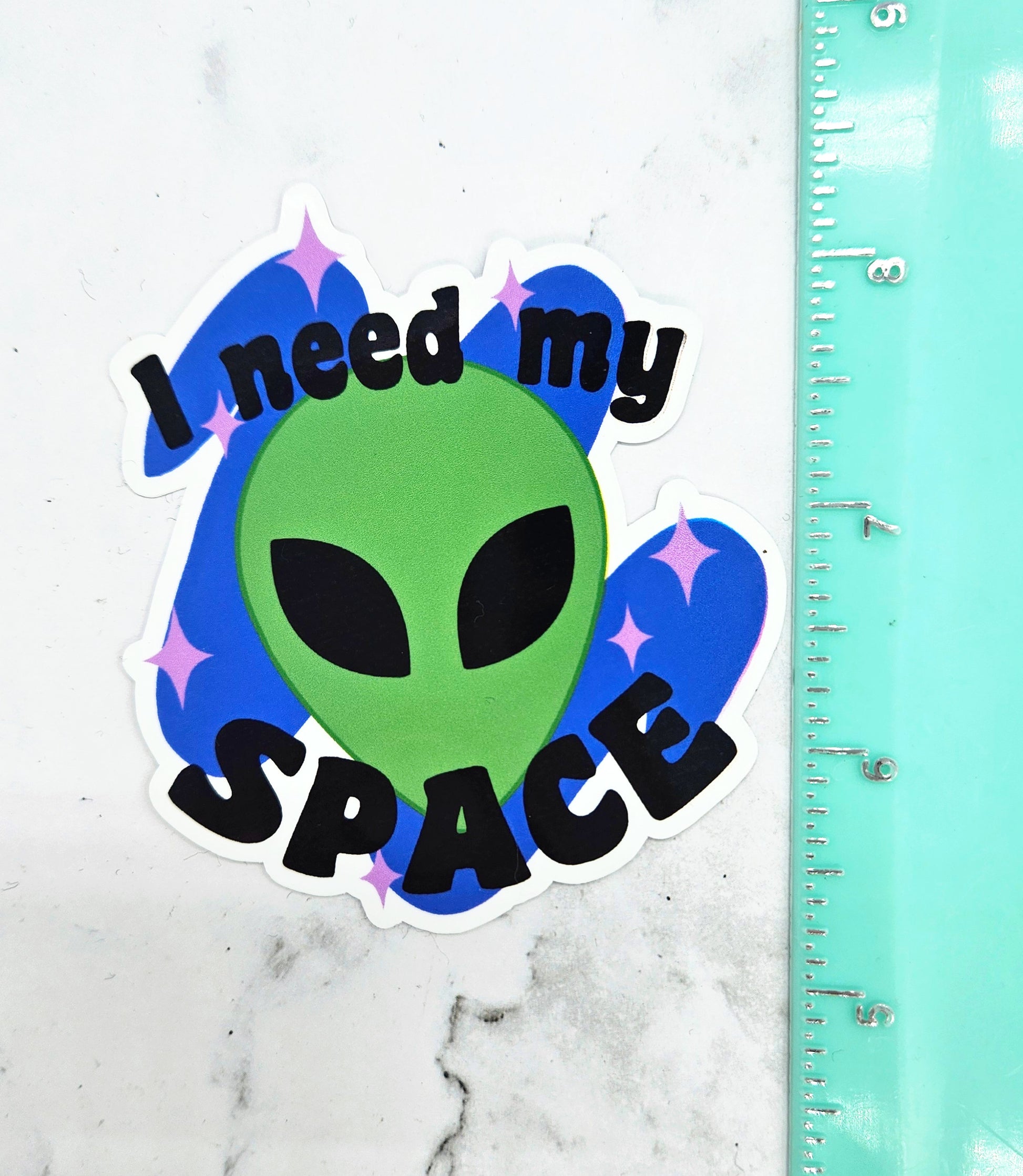 90s Alien Sticker - 1990s Millennial Vibe, Sarcastic Saying, I Need My Space, Old School, Retro, Holo