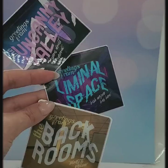 Liminal Travel Stickers 3pk - Retro Postcard, Weird, Meme, Uncanny Valley, The Backrooms