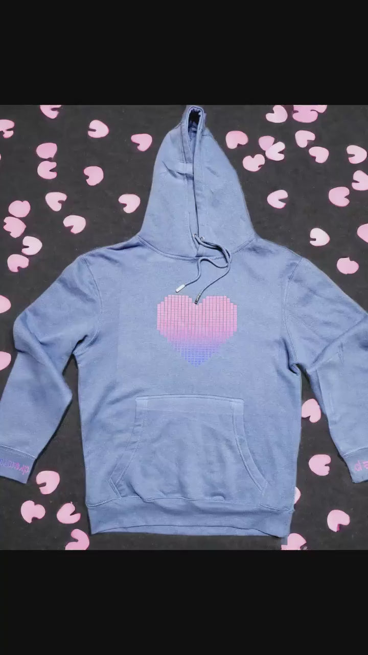 Pixel Heart Pullover Hoodie - Sweatshirt, 90s Y2K, Dreamcore, Candycore, Self Care, Pastel Soft Girl, Streetwear Unisex Kawaii