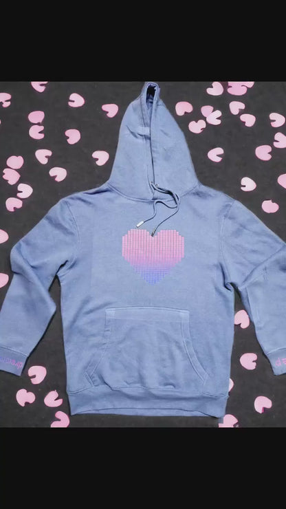 Pixel Heart Pullover Hoodie - Sweatshirt, 90s Y2K, Dreamcore, Candycore, Self Care, Pastel Soft Girl, Streetwear Unisex Kawaii