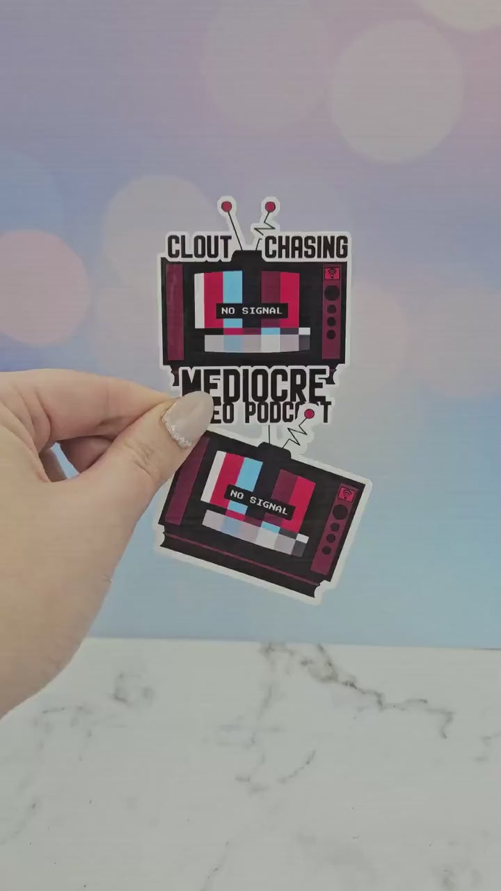 Clout Chasing Video Podcast Sticker - Hazbin Hotel, Vox, TV Demon, Alastor Quote