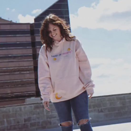 Keep Dreaming Pullover Hoodie Pink Champagne - Sweatshirt, 80s 90s Y2K, Dreamcore, Dreamwave, Pastel Soft Girl, Anime, Streetwear Unisex