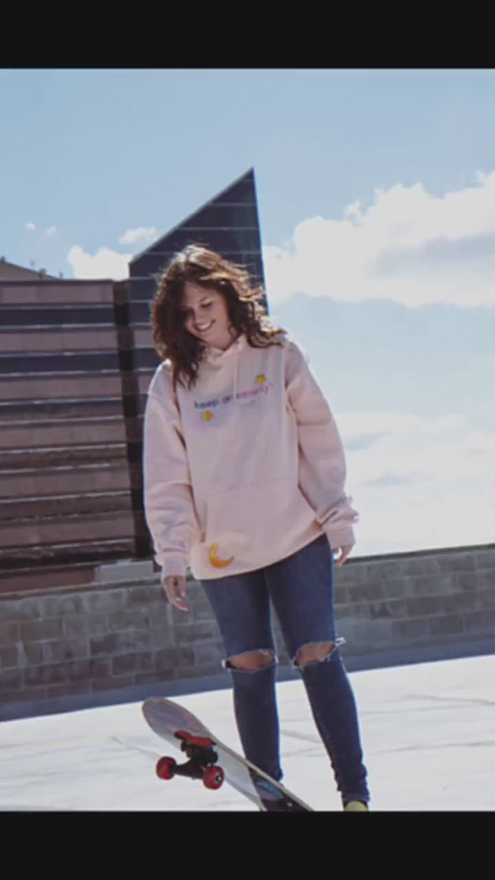 Keep Dreaming Pullover Hoodie Pink Champagne - Sweatshirt, 80s 90s Y2K, Dreamcore, Dreamwave, Pastel Soft Girl, Anime, Streetwear Unisex