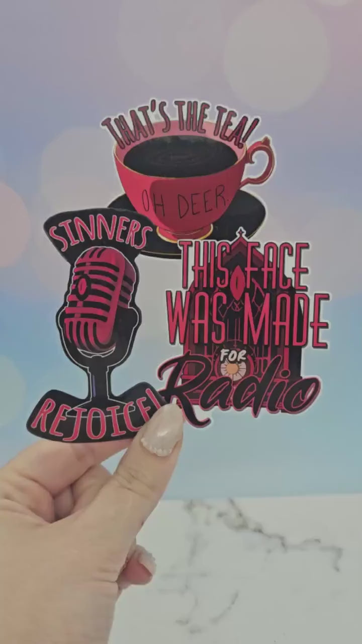 That's The Tea Sticker - Alastor, Creepy Goth Vibes, Demonic Has-Been, Hazbin Hotel, Hell