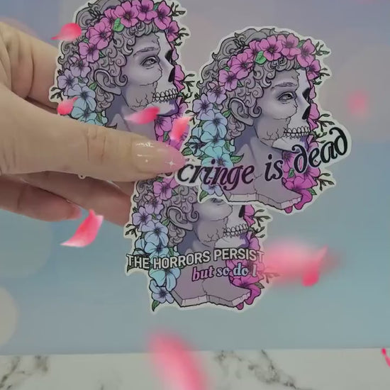 Greek Skeletal Statue Sticker - Glitch, Synthwave Outrun Aesthetic, Floral, Waterbottle Laptop Decor