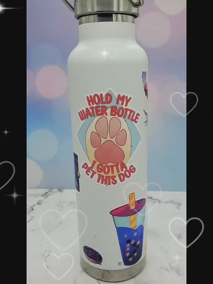 Hold My Water Bottle Sticker - Pet Dog, Paw Print Decor, Cute Positive Sayings Gift for Dog Lover, Pet Parent