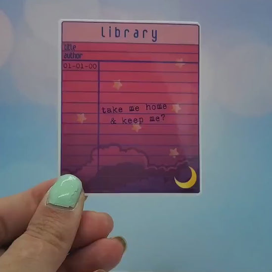 Dreamy Library Card Sticker - 1990s, Y2K Kawaii Anime Book Aesthetic, Moon Stars Waterbottle Laptop Decor, Gift for Book Lover