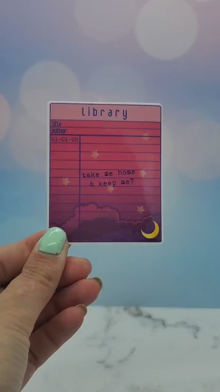 Dreamy Library Card Sticker - 1990s, Y2K Kawaii Anime Book Aesthetic, Moon Stars Waterbottle Laptop Decor, Gift for Book Lover