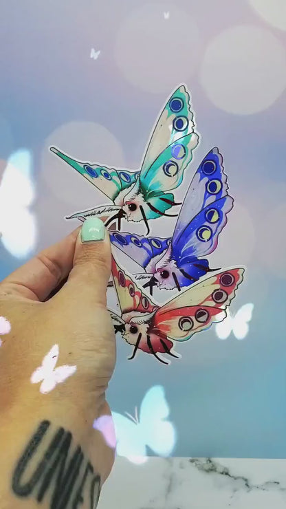 3pk Mystic Moth Vinyl Stickers - Pastel Goth, Cute, Dark Cottagecore Fairycore Aesthetic Decal for Waterbottle Laptop Decor