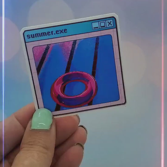 Vaporwave Summer Vinyl Sticker - 1980s 1990s Retrowave Pool Aesthetic, Pixel Waterbottle Laptop Decor