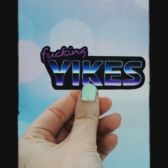 Fucking Yikes 80s Chrome Sticker - Vaporwave Aesthetic, Neon Retro, Sarcastic Saying Waterbottle Laptop Decor