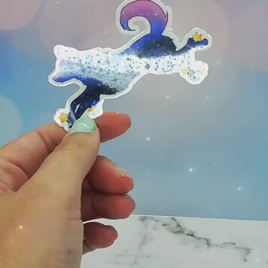 Galaxy Dog Sticker - Holographic Wolf, Stars, Celestial Night Sky, Space Aesthetic Waterbottle Laptop Decor,  Gift for Dog Lover