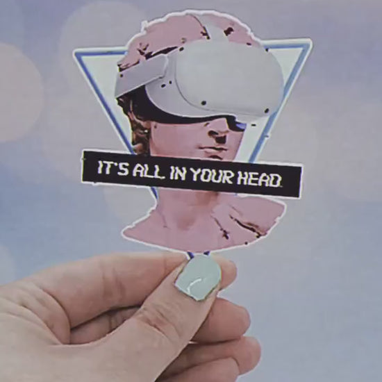 VR David Vaporwave Sticker - Glitch, Synthwave Outrun Aesthetic, Neon Retro, Gaming Lofi Waterbottle Laptop Decor