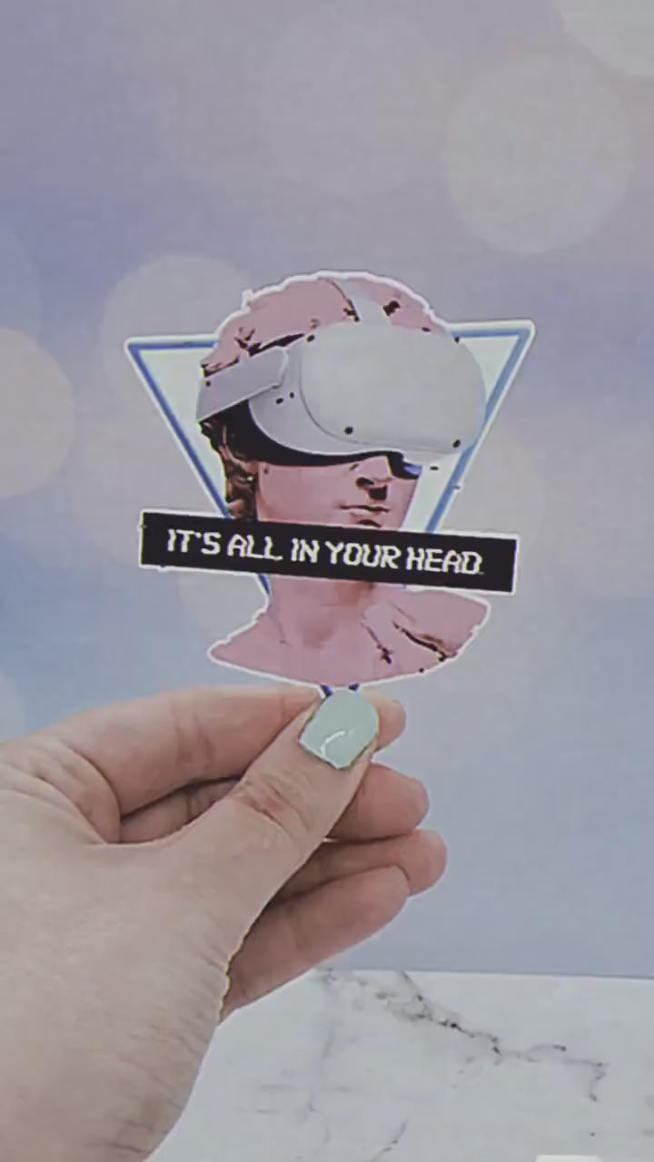 VR David Vaporwave Sticker - Glitch, Synthwave Outrun Aesthetic, Neon Retro, Gaming Lofi Waterbottle Laptop Decor