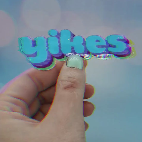 Yikes 90s Glitch Sticker - Vaporwave Aesthetic, Y2K, Sarcastic Saying Waterbottle Laptop Decor