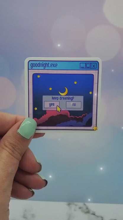 Dreamy Computer Vinyl Sticker - 1990s Y2K Kawaii Anime Aesthetic, Sleepy Night Moon Stars Waterbottle Laptop Decor, Gift for Teen