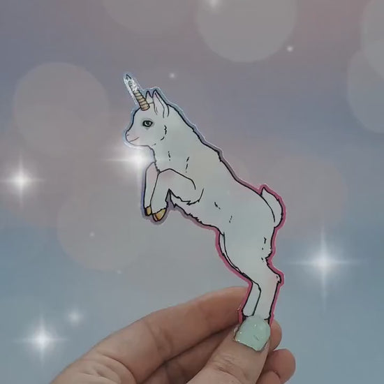 Goaticorn Sticker - Unicorn, Rainbow, Goat, Pastel Goth, Cottagecore Fairycore, Kawaii Aesthetic Decal for Waterbottle Laptop Decor