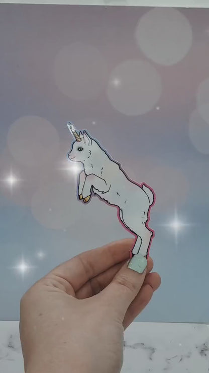 Goaticorn Sticker - Unicorn, Rainbow, Goat, Pastel Goth, Cottagecore Fairycore, Kawaii Aesthetic Decal for Waterbottle Laptop Decor