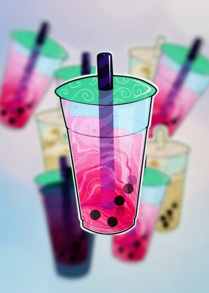 Pink Boba Sticker