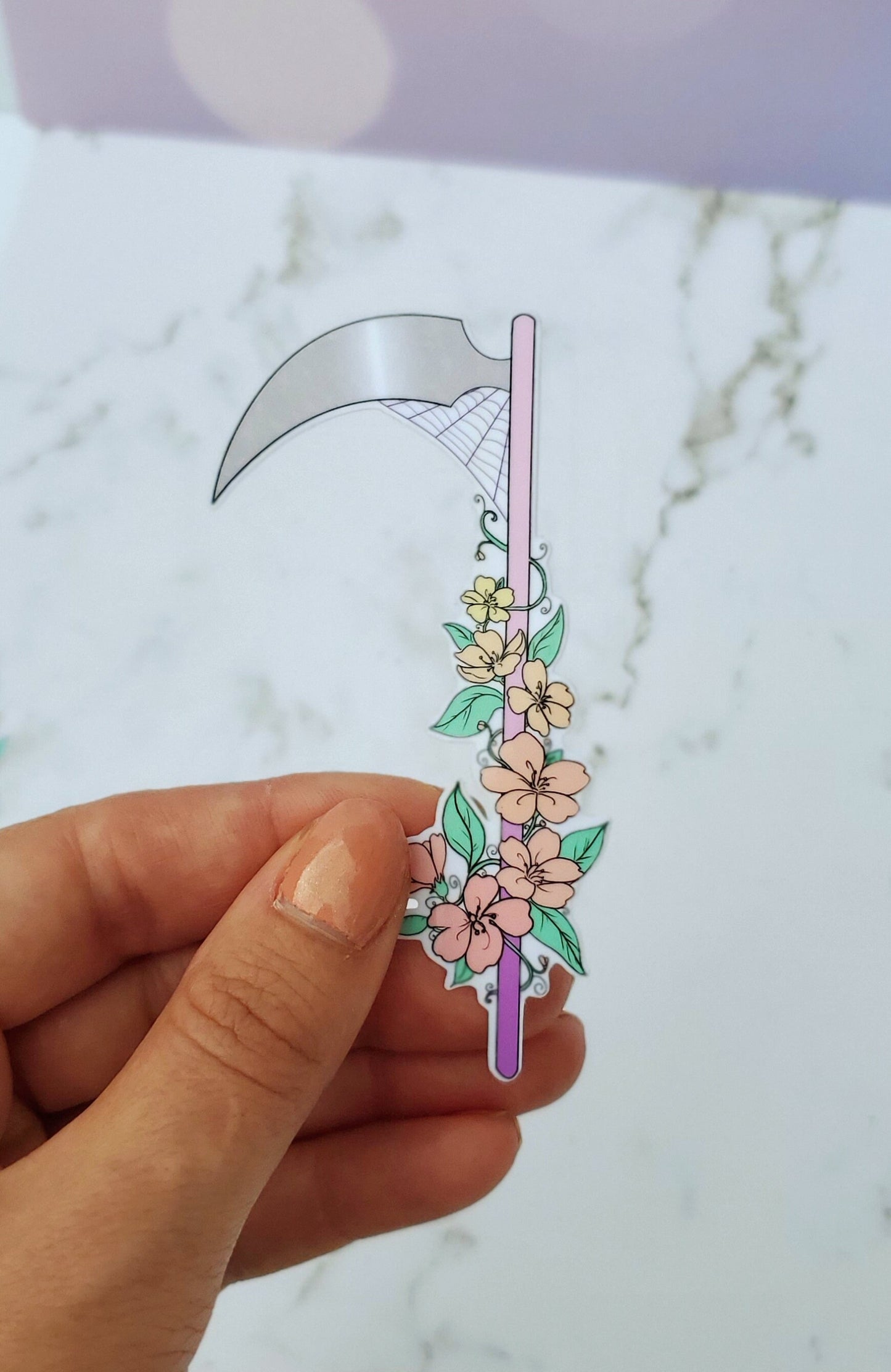 Floral Scythe Pink Sticker