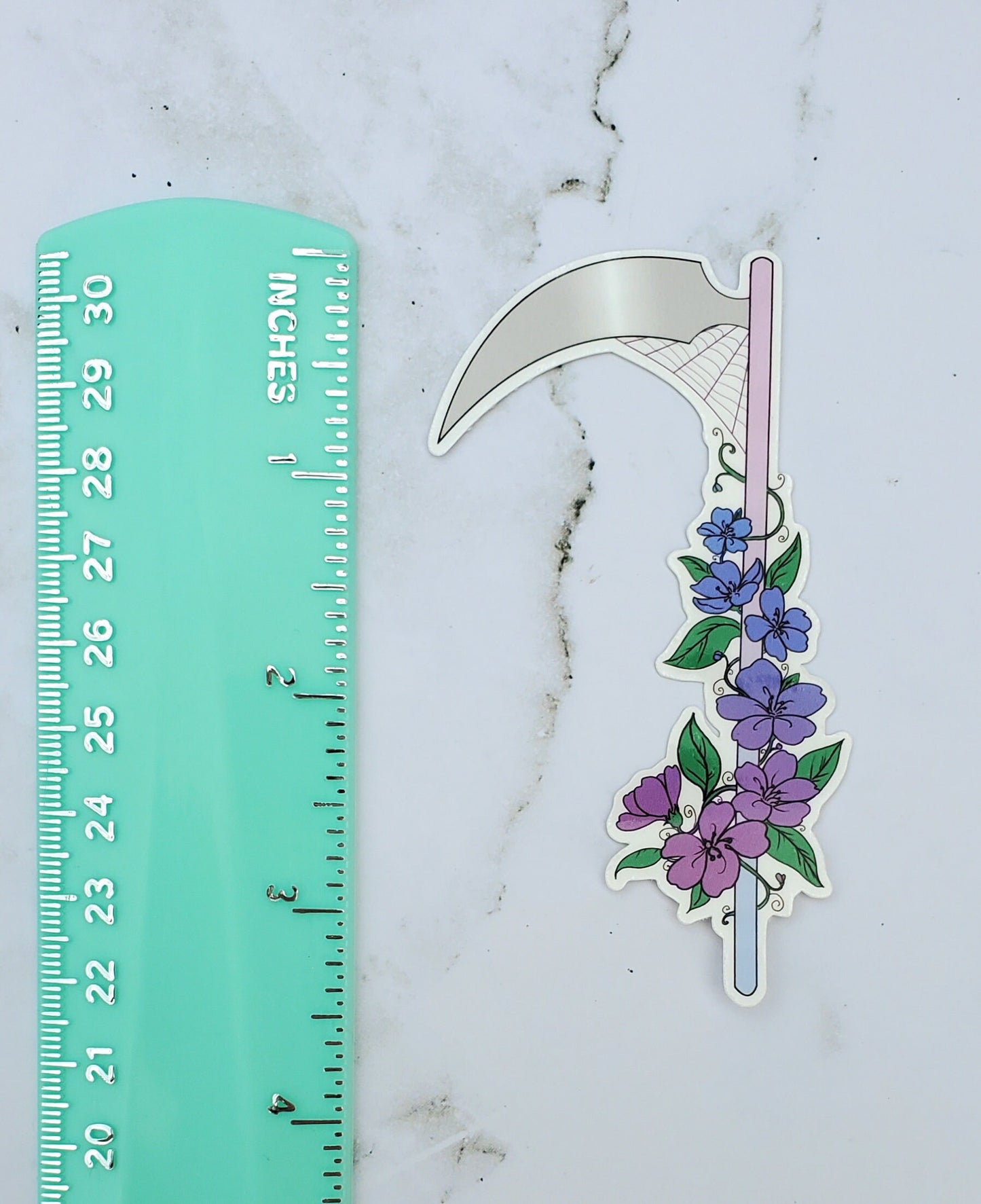 Floral Scythe Blue Sticker