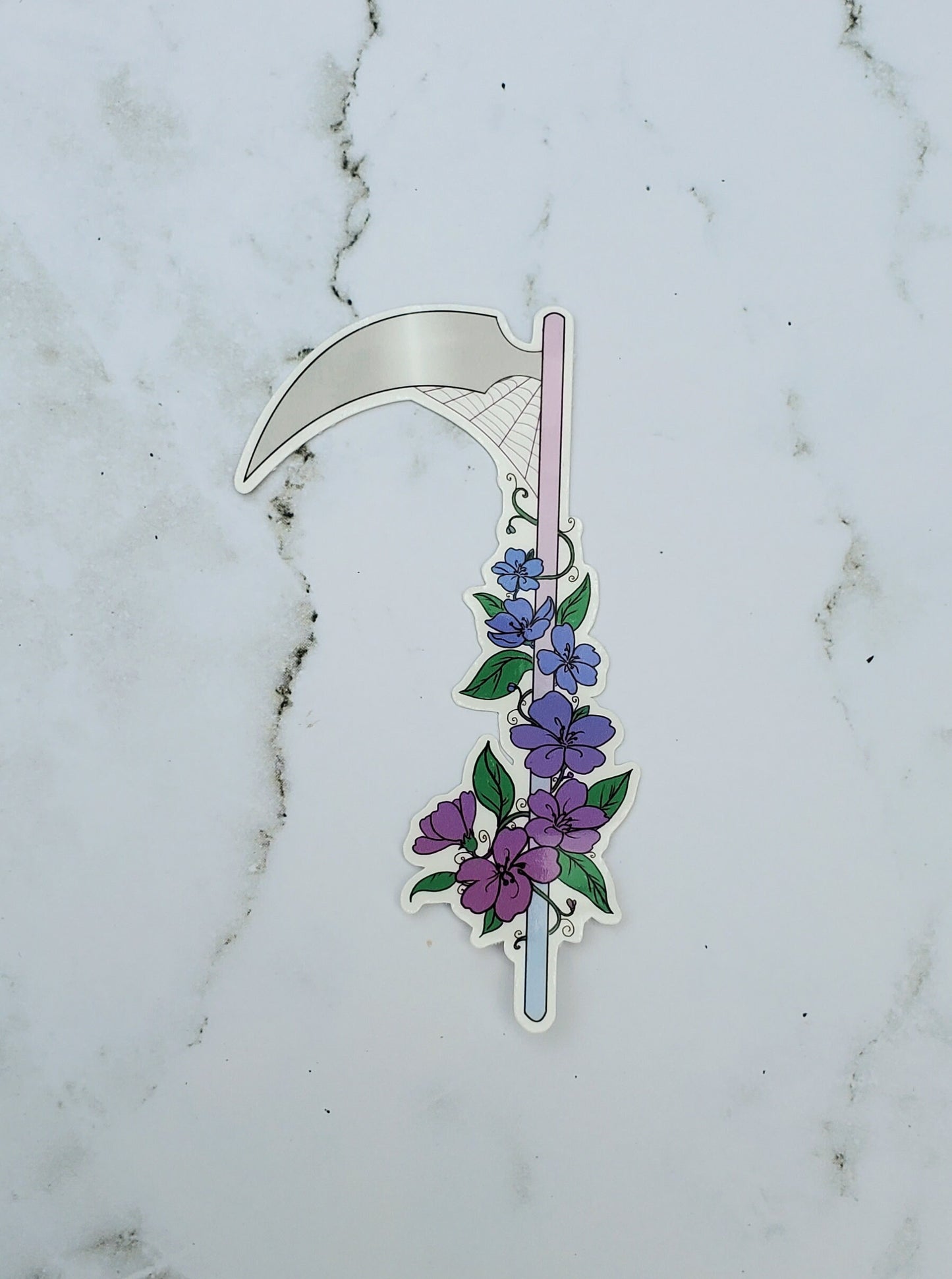 Floral Scythe Blue Sticker
