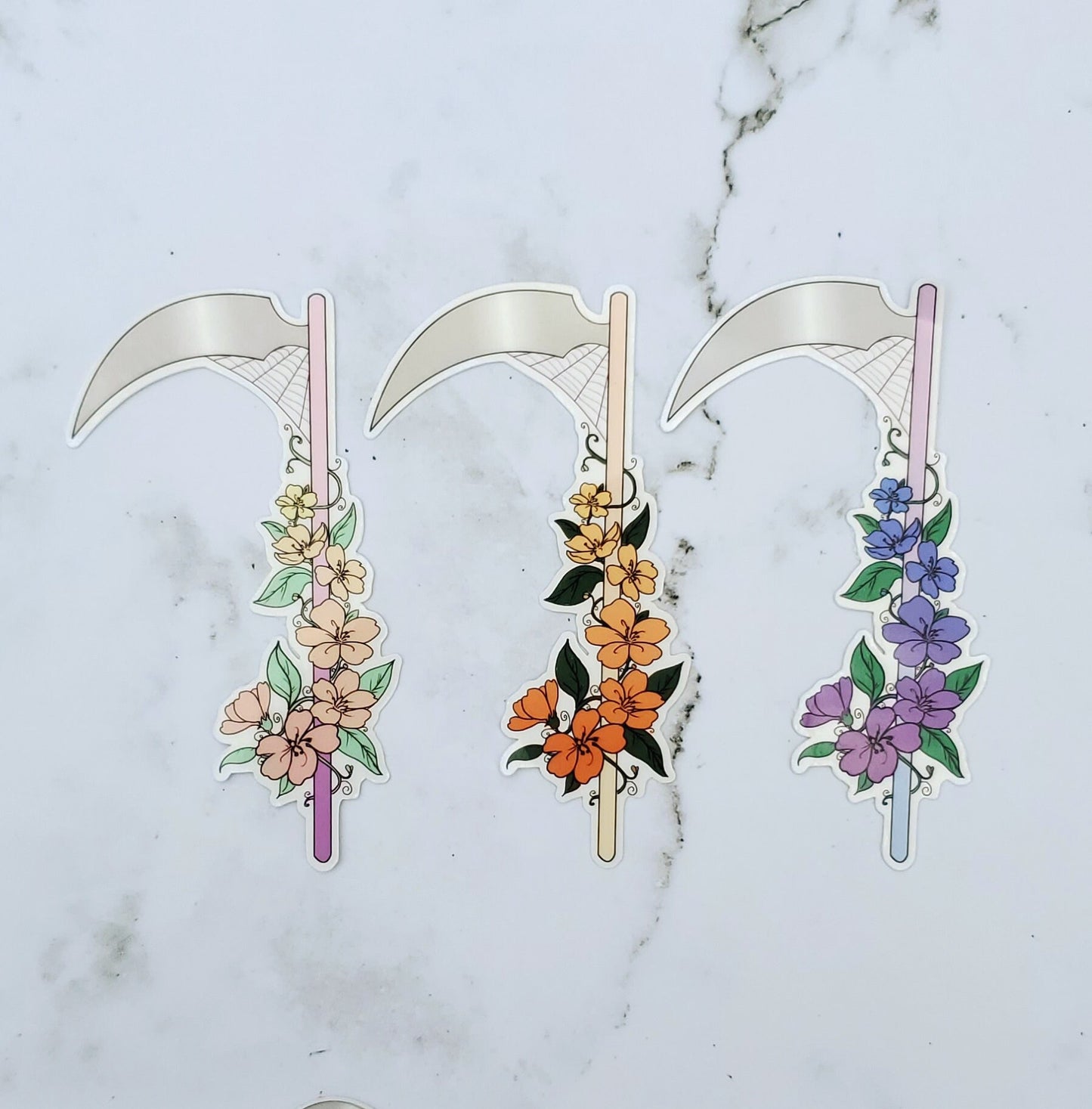 Floral Scythe Stickers 3 pack