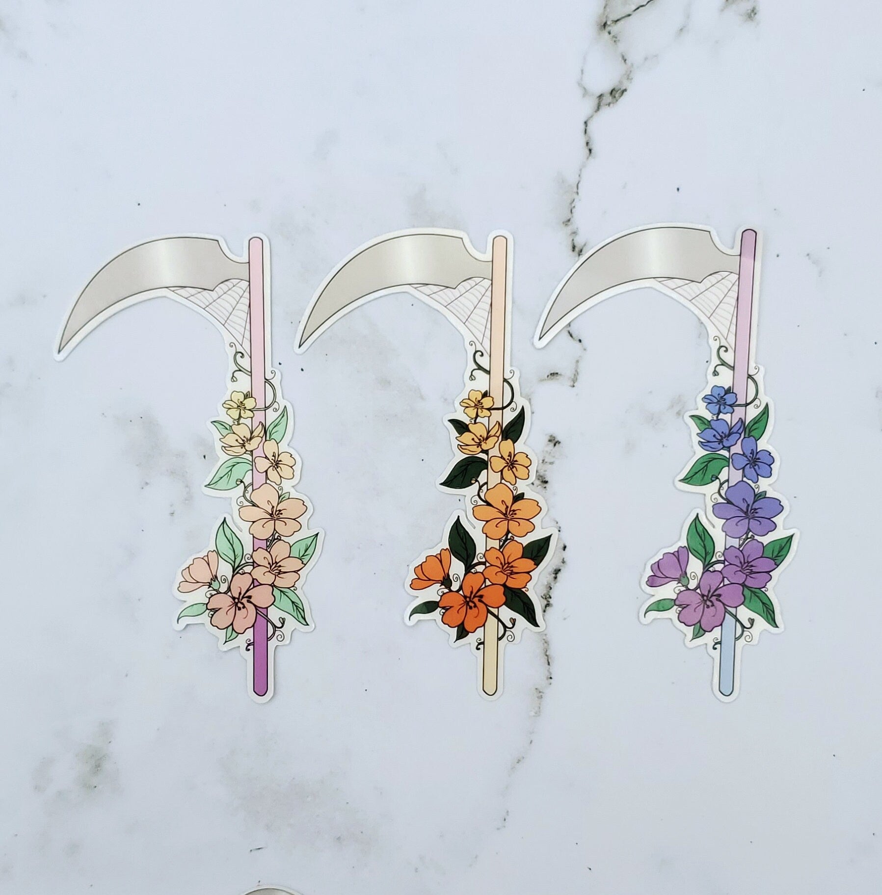 Floral Scythe Stickers 3 pack