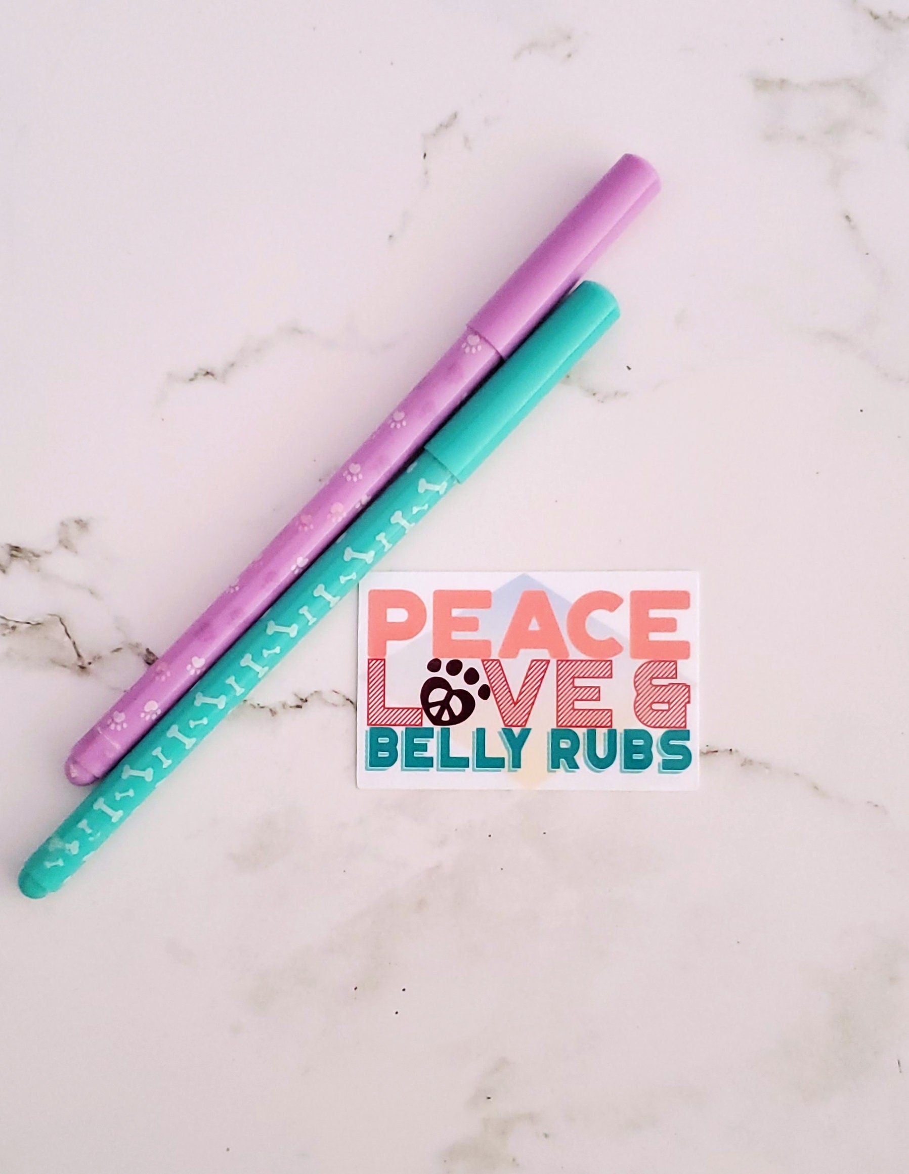 Holo Peace Love Belly Rubs Sticker