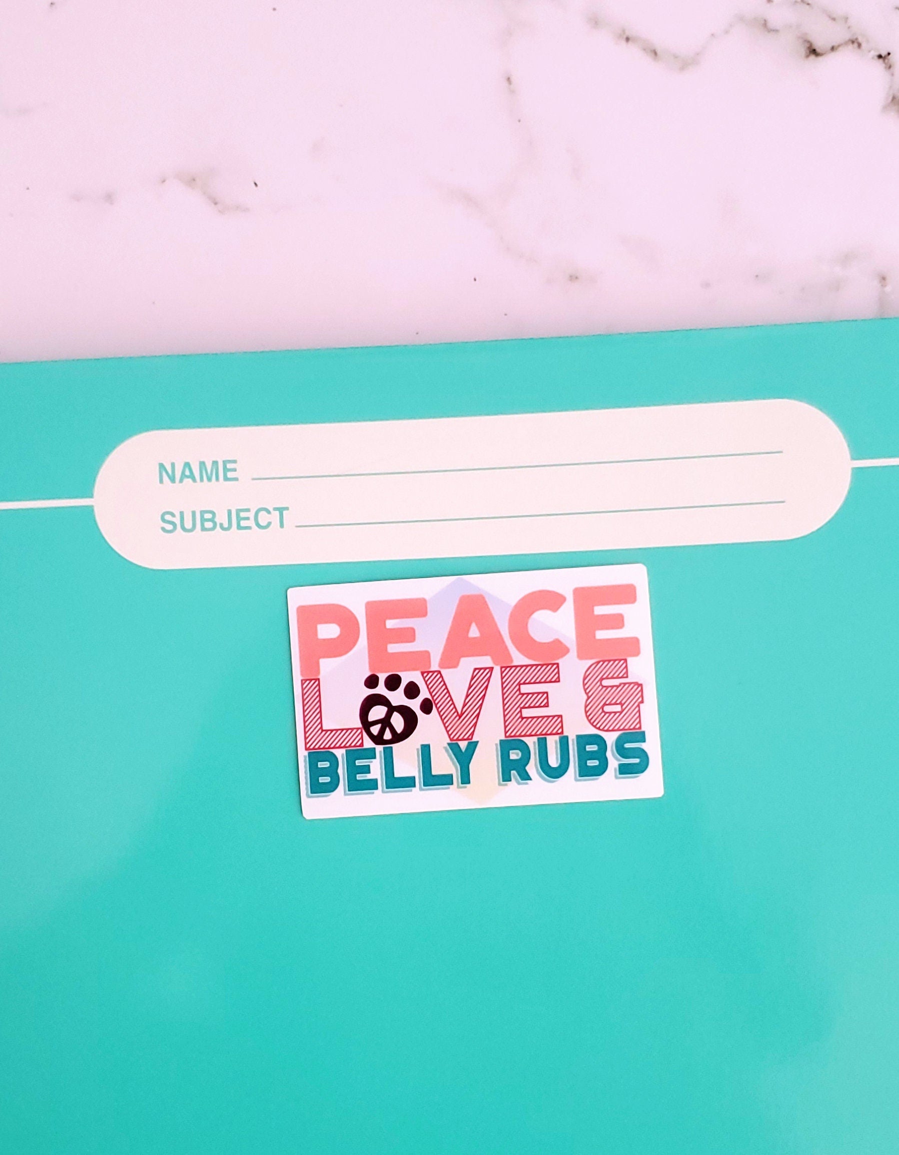 Holo Peace Love Belly Rubs Sticker