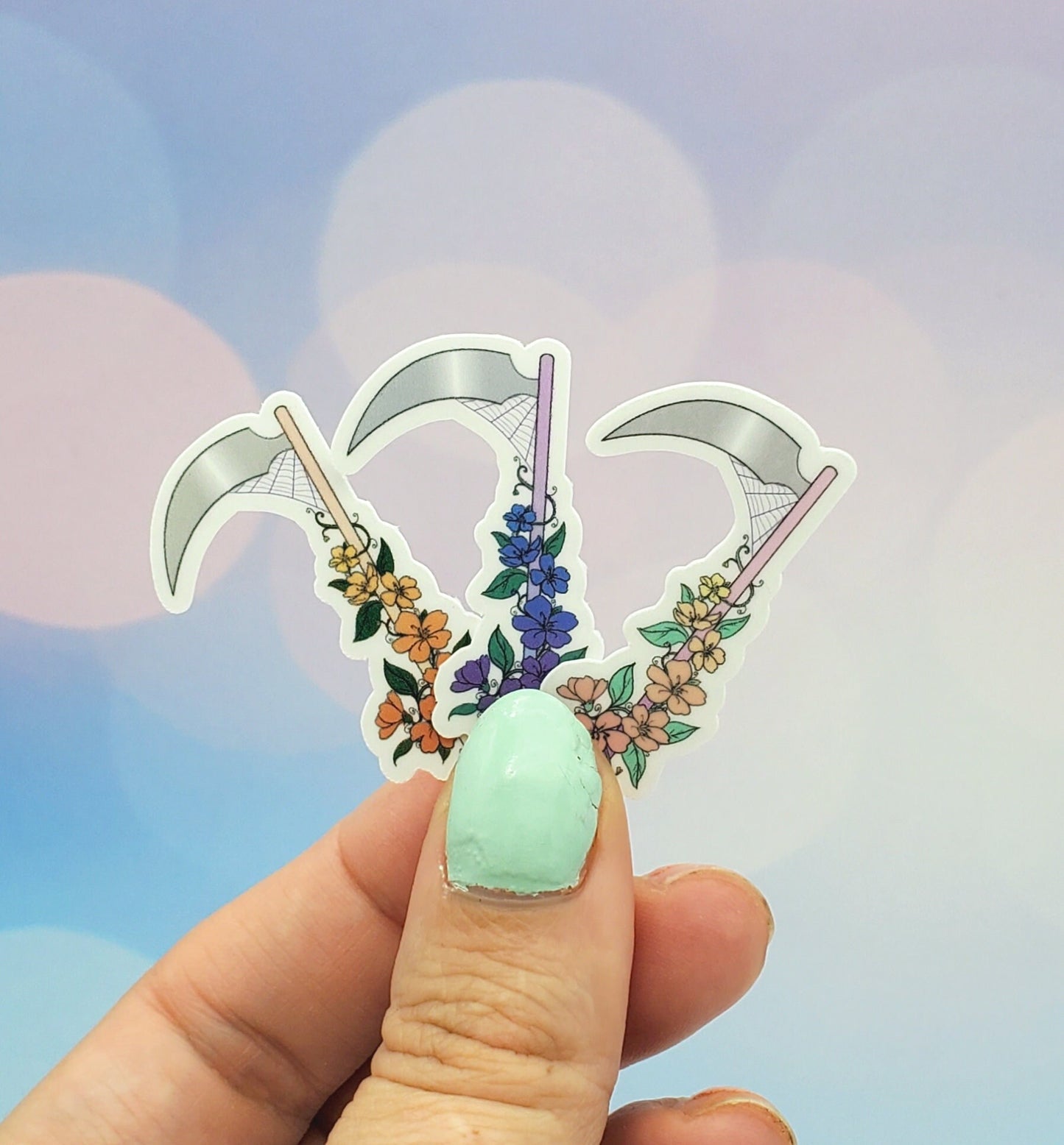 Mini Floral Scythe Stickers 9 pack