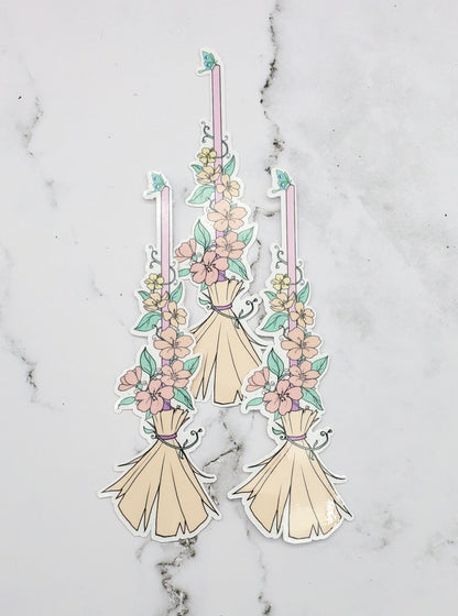 Cottagecore Witch's Broom Sticker