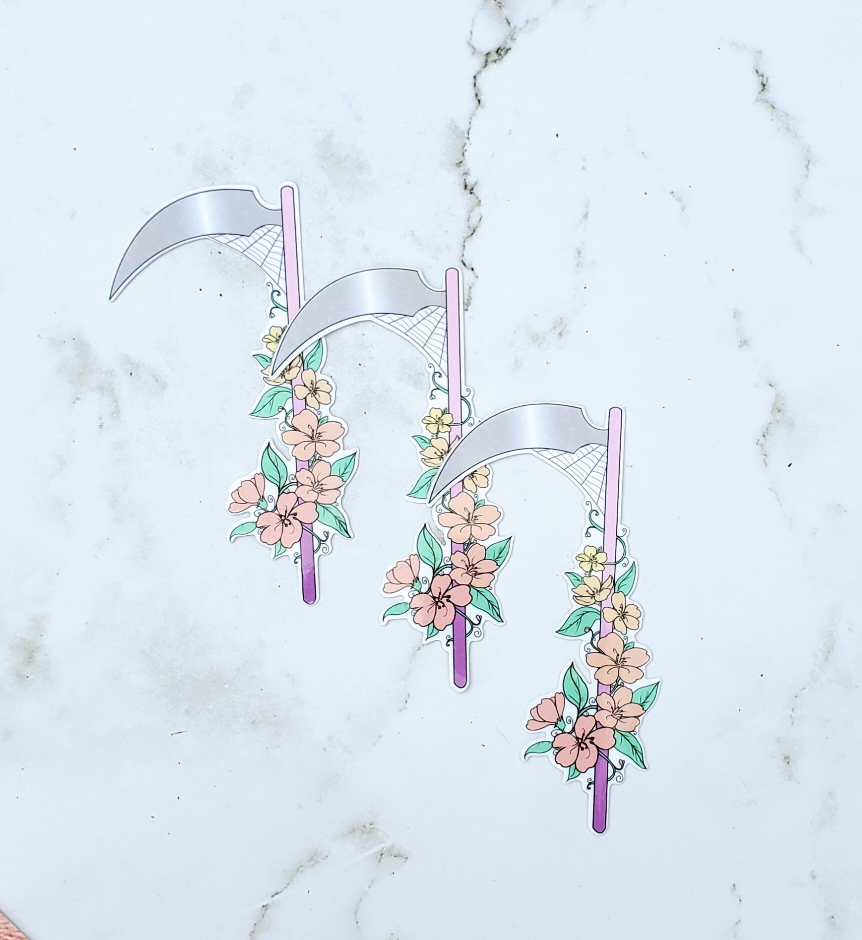 Floral Scythe Pink Sticker
