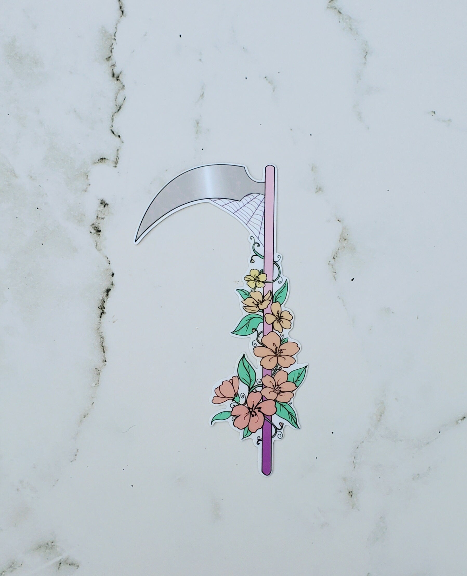 Floral Scythe Pink Sticker