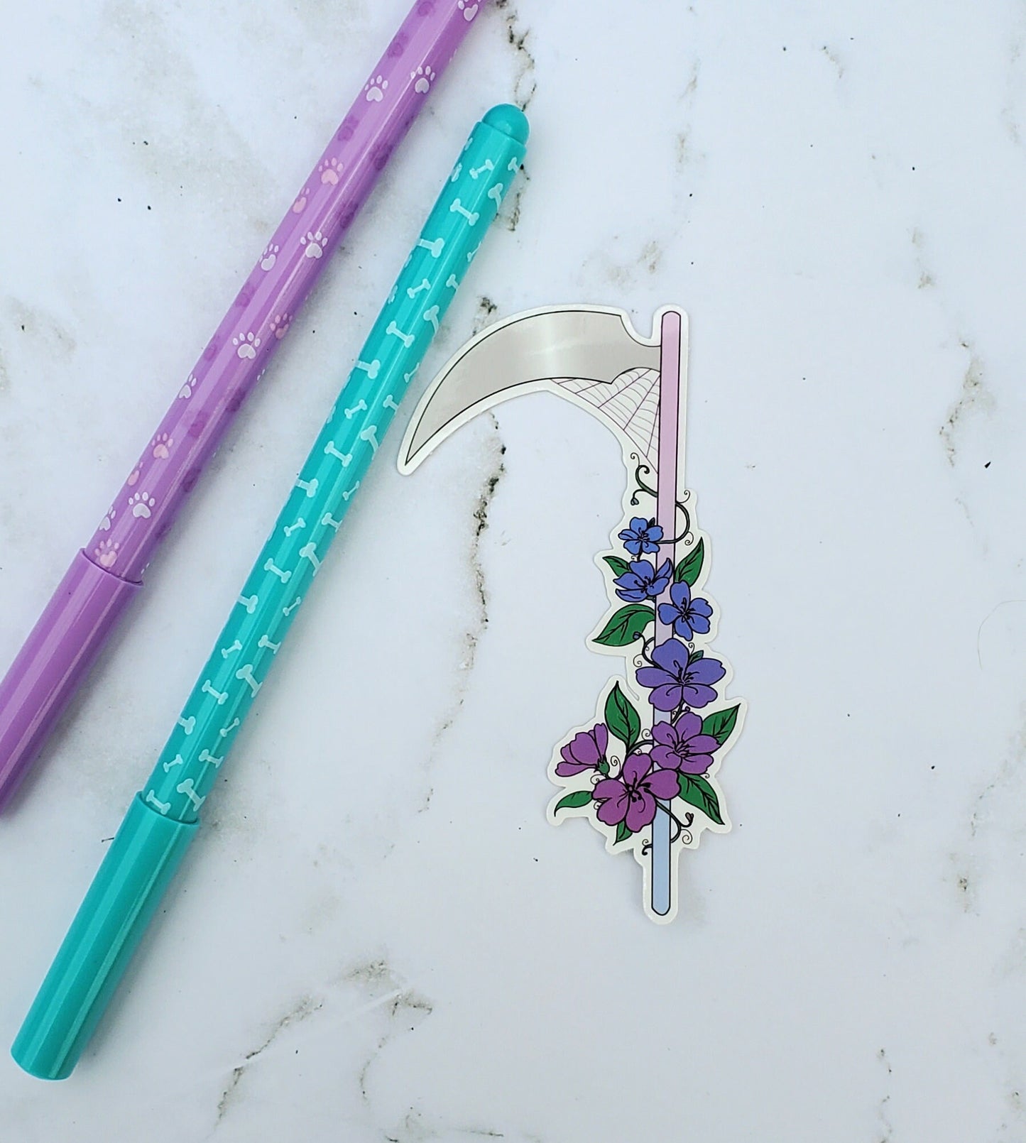 Floral Scythe Blue Sticker