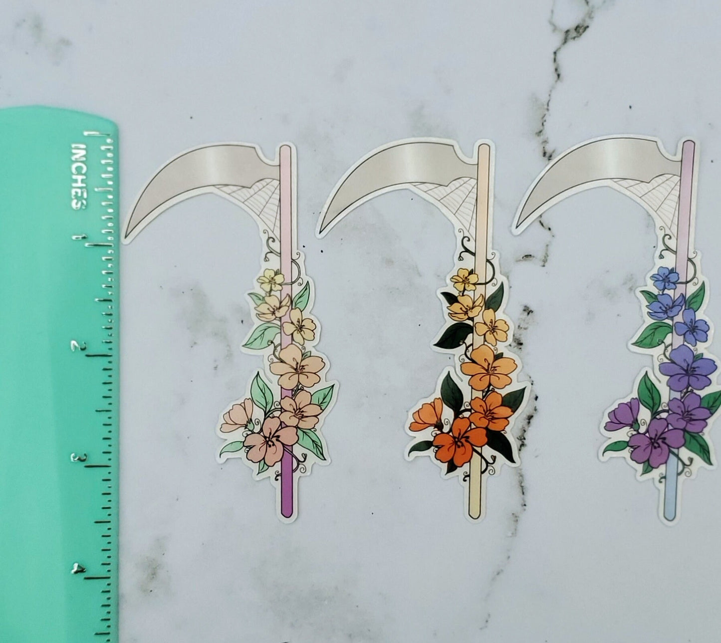 Floral Scythe Stickers 3 pack