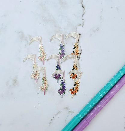 Mini Floral Scythe Stickers 9 pack