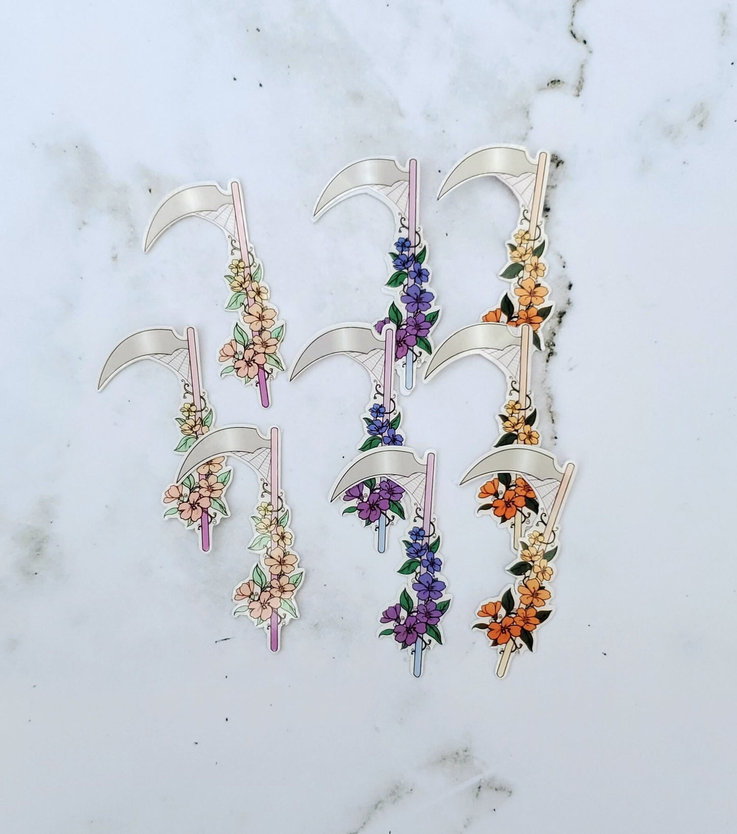 Mini Floral Scythe Stickers 9 pack