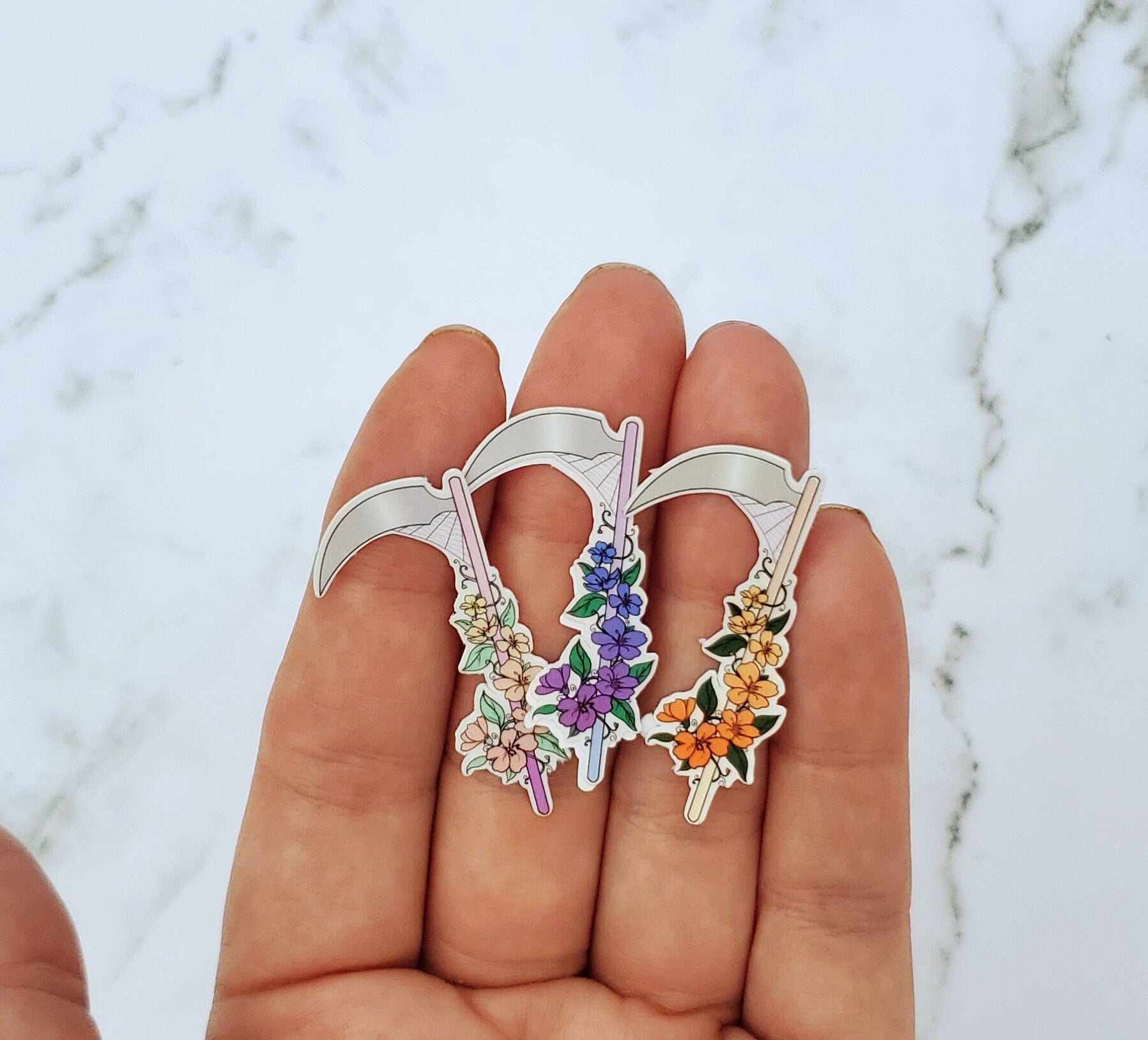Mini Floral Scythe Stickers 9 pack