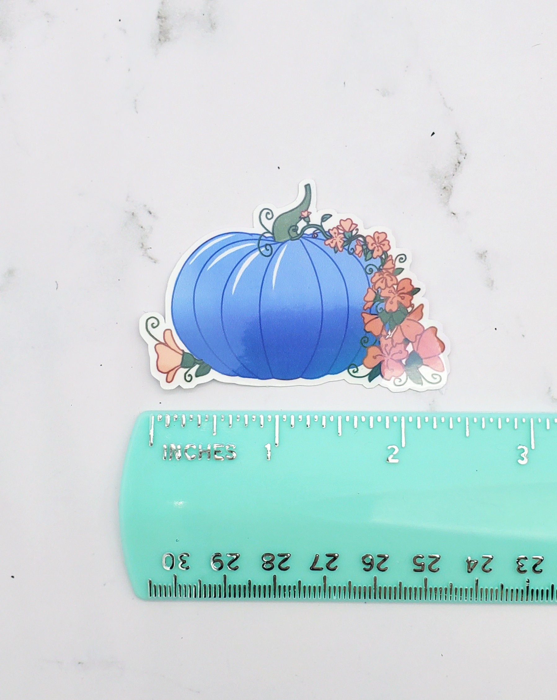 Halloween Pumpkin Periwinkle Flowers Sticker