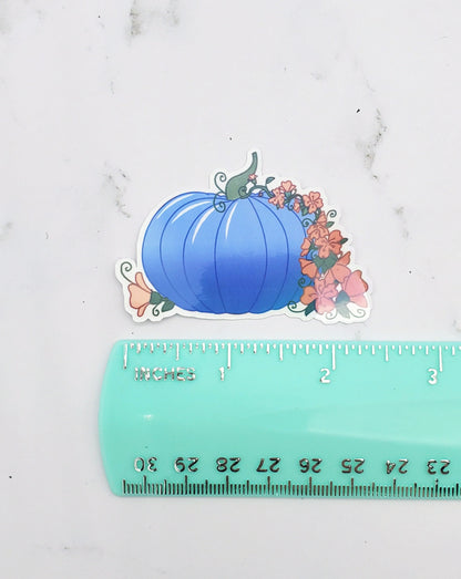 Halloween Pumpkin Periwinkle Flowers Sticker